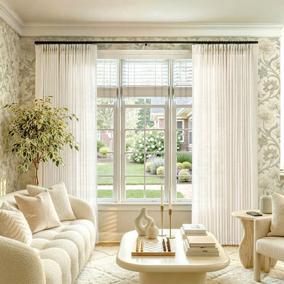 Linen Inside Pinch Pleat Linen Blend Curtains