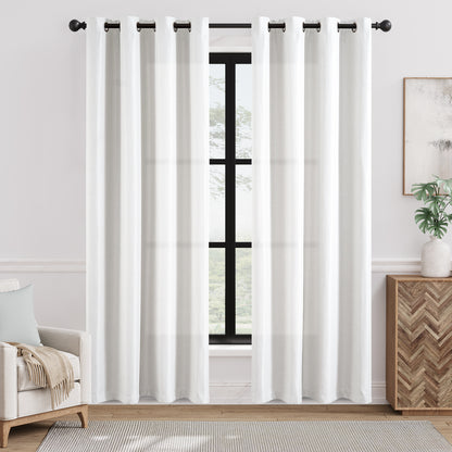CURTAINKING Linen Texture Curtains Drapes Bedroom Living Room Thermal Insulated Window Treatment Grommet Top 2 Panels