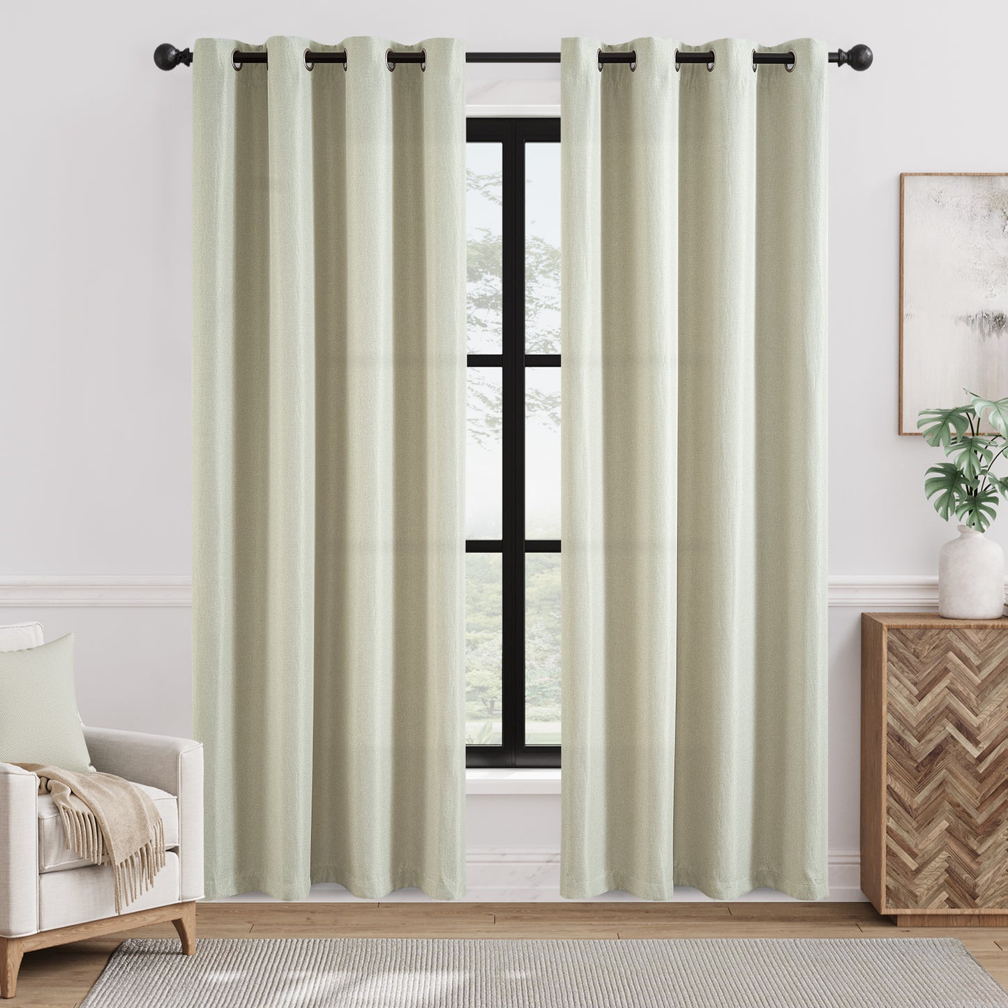 CURTAINKING Linen Texture Curtains Drapes Bedroom Living Room Thermal Insulated Window Treatment Grommet Top 2 Panels