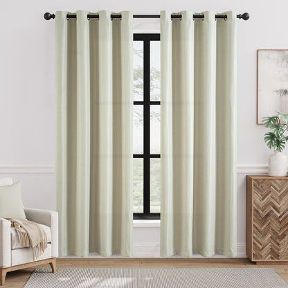 CURTAINKING Linen Texture Curtains Drapes Bedroom Living Room Thermal Insulated Window Treatment Grommet Top 2 Panels