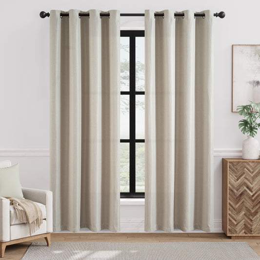 CURTAINKING Linen Texture Curtains Drapes Bedroom Living Room Thermal Insulated Window Treatment Grommet Top 2 Panels