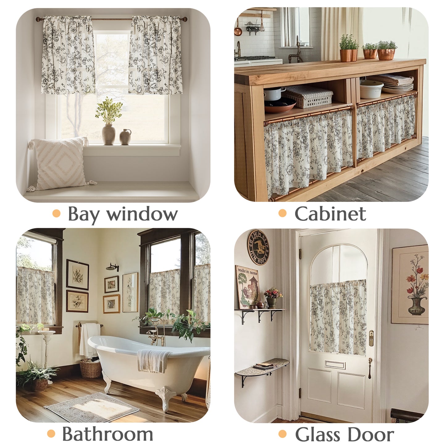 Curtainking Linen Kitchen Curtains Floral Cafe Curtains Farmhouse Cafe Curtains for Living Room 2 Panels