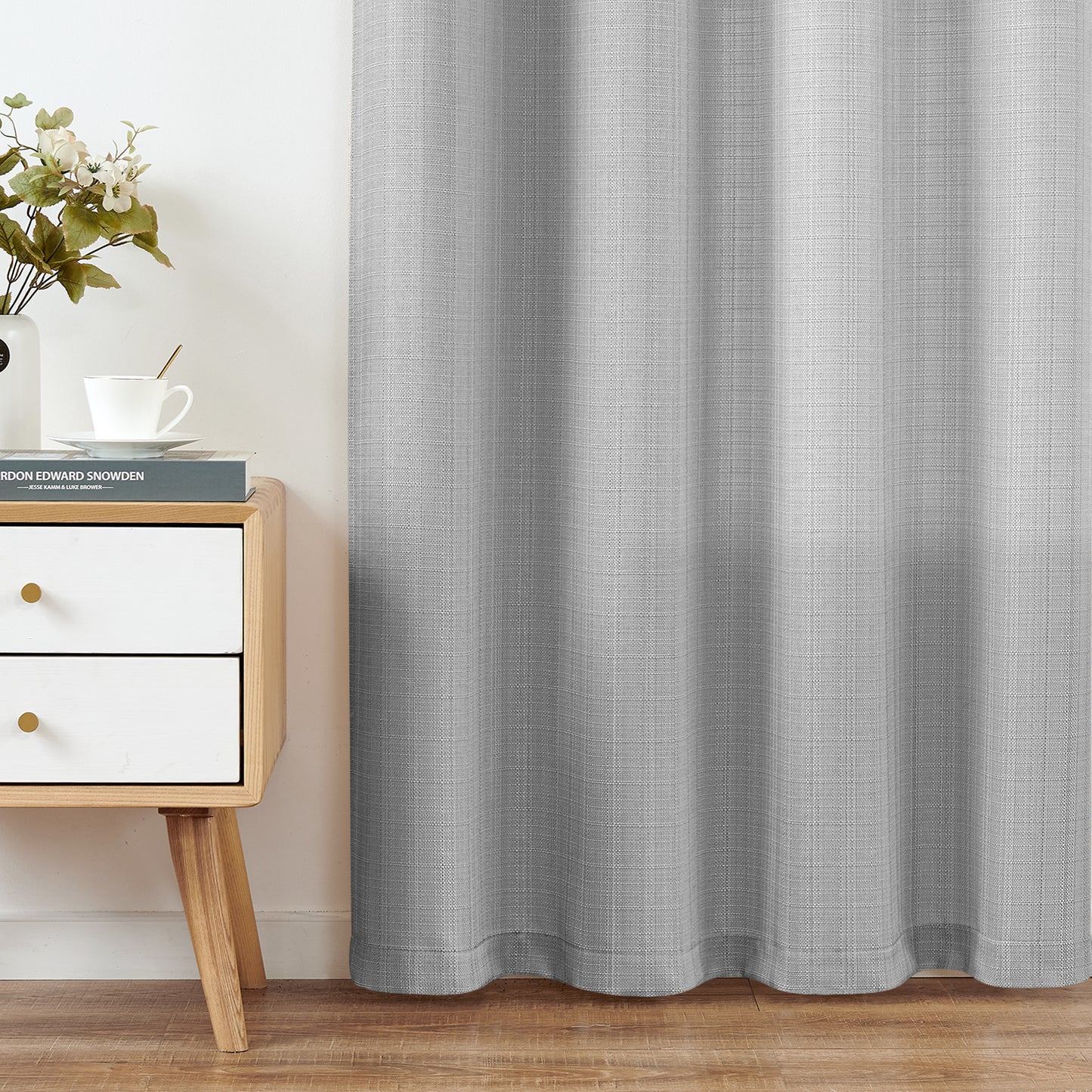 2 Pack Linen Textured Curtains Bedroom Living Room Window Curtain Set Light Filtering Drapes Grommet Top 2 Panels