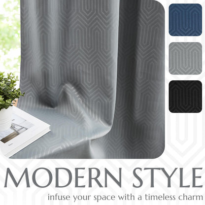 Curtainking Living Room Curtains Embossed Textured Fingerprint Pattern Room Darkening Curtains for Bedroom 2 Panels