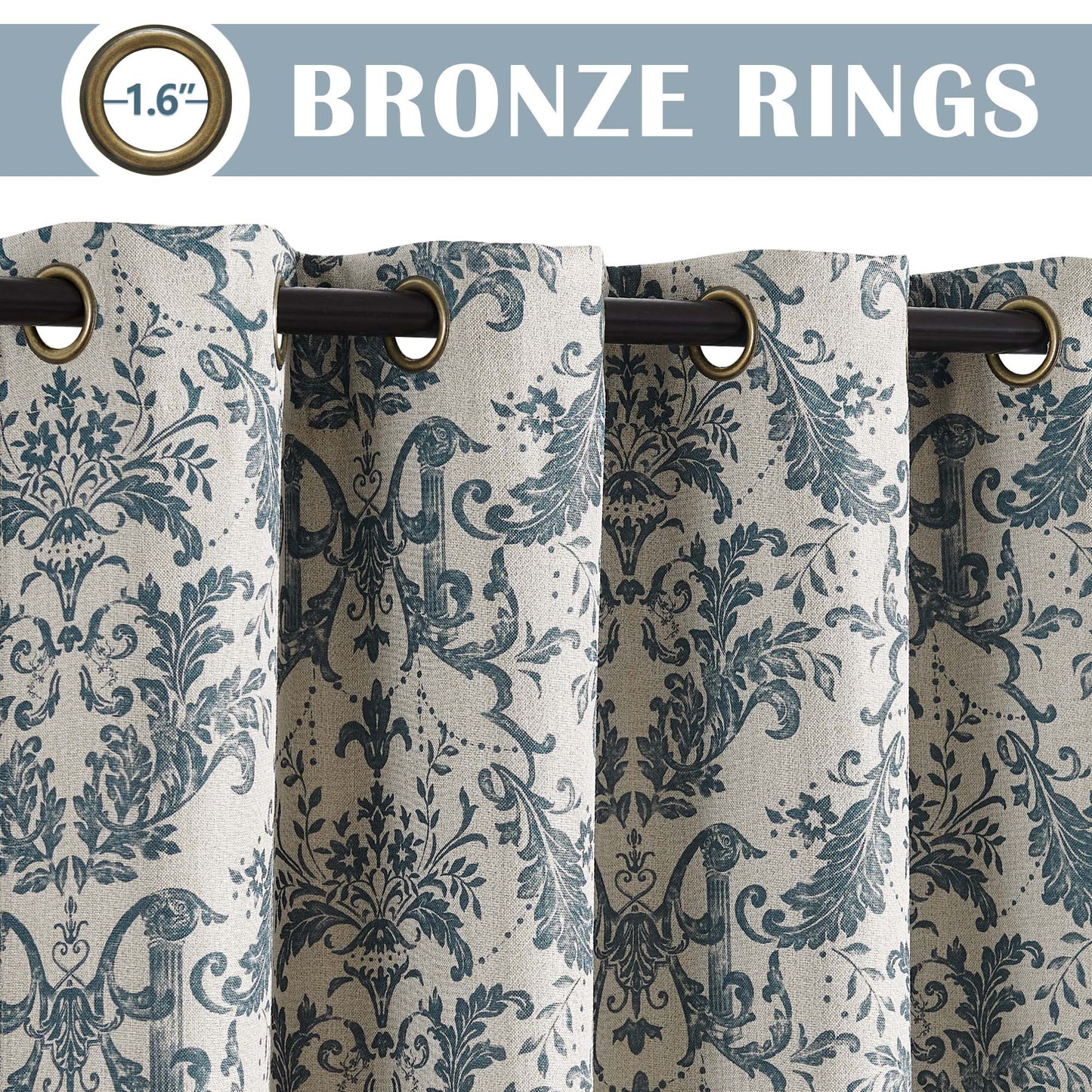 Curtainking Blackout Curtains for Bedroom Thermal Curtains Floral Patterned Living Room Vintage Country Curtain