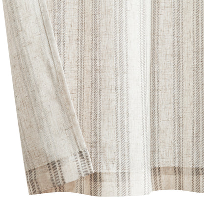 Curtainking Farmhouse Striped Valance Semi-Sheer Flax Linen Light Filtering Small Window Valance 16 inch Rod Pocket 1 Panel