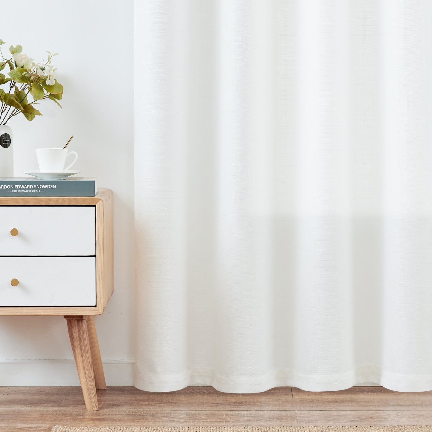 2 Pack Linen Textured Curtains Bedroom Living Room Window Curtain Set Light Filtering Drapes Grommet Top 2 Panels