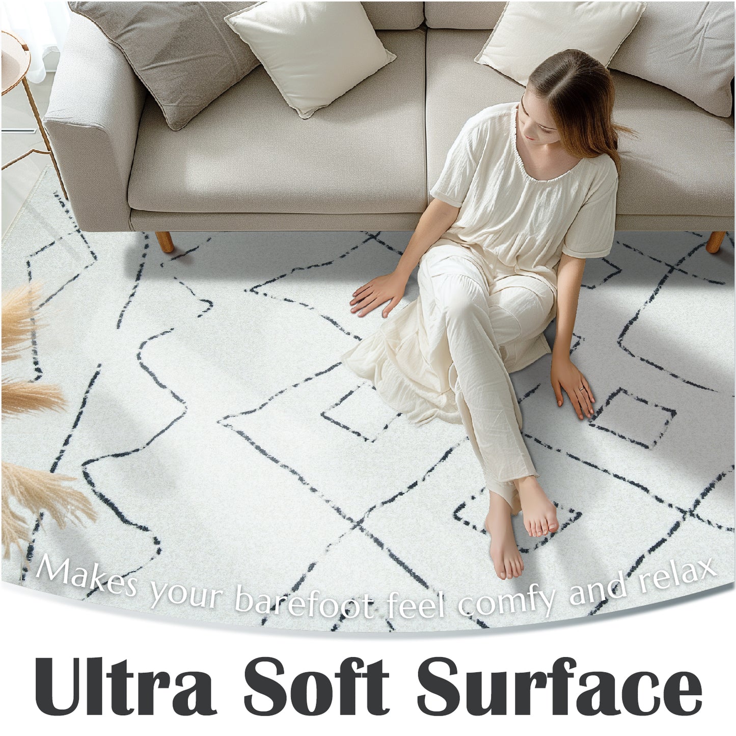 RUGKING Modern Area Rug Washable Rug Boho Carpet Non Slip Mat for Dinning Room Living Room Bedroom