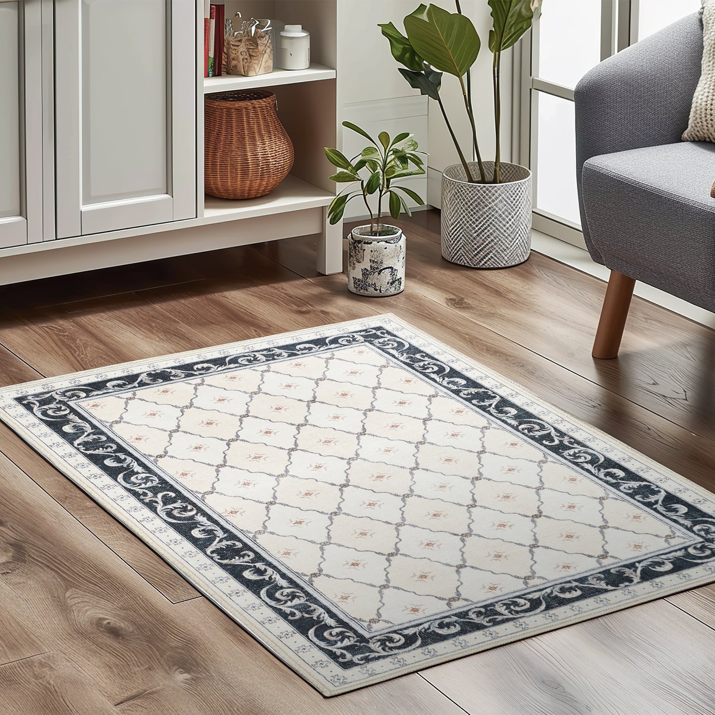 RUGKING Area Rug Multi Color Vintage Doormat Kitchen Floor Cover Indoor Soft Floral Mat Retro Accent Rug Bathroom Living Room Bedroom Office