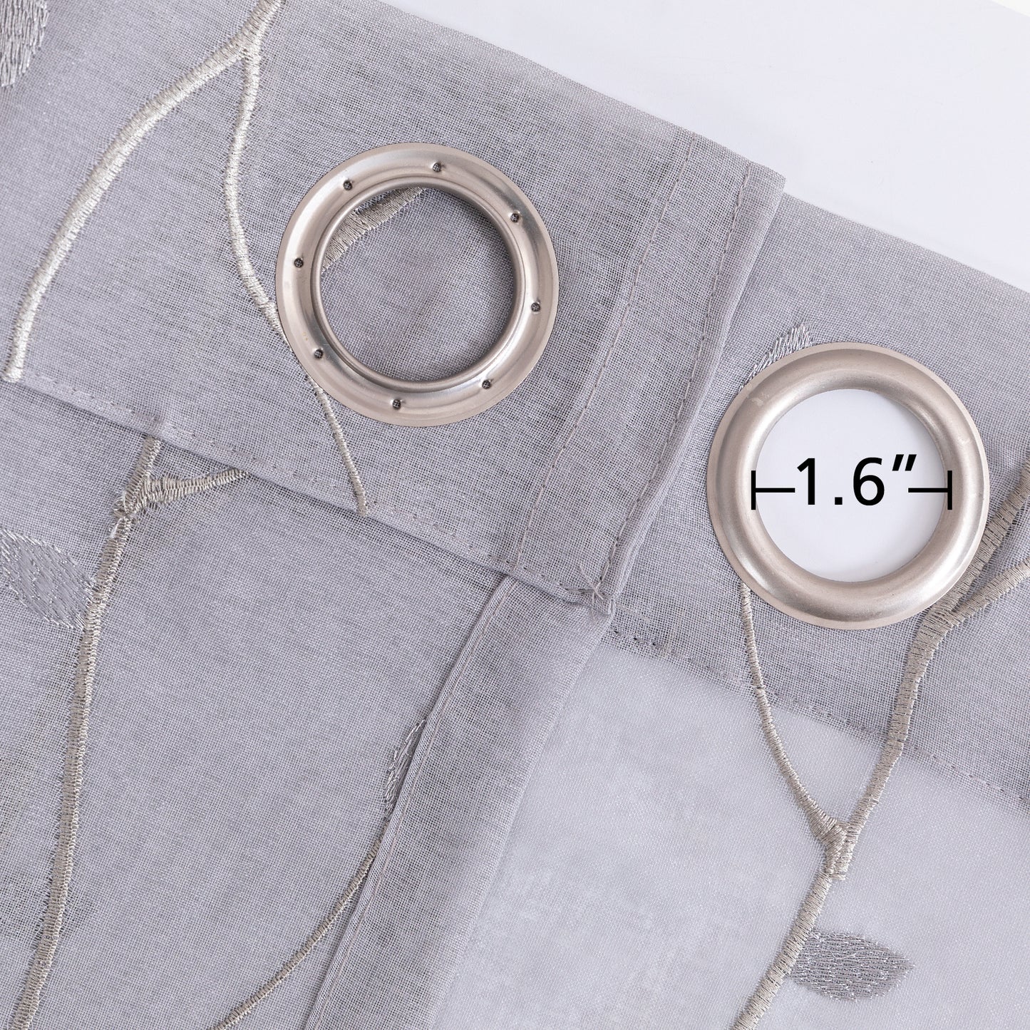 Curtainking Sheer Curtains Floral Embroidery Drapes Voile Light Filtering Window Curtain Set for Living Room Bedroom Grommet 2 Panels