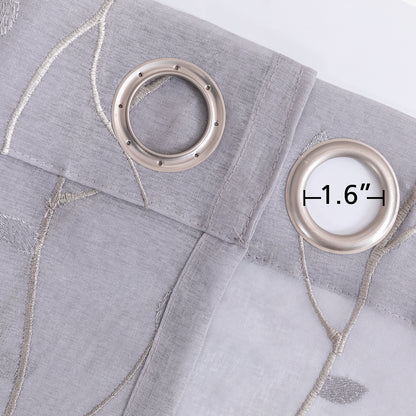 Curtainking Sheer Curtains Floral Embroidery Drapes Voile Light Filtering Window Curtain Set for Living Room Bedroom Grommet 2 Panels