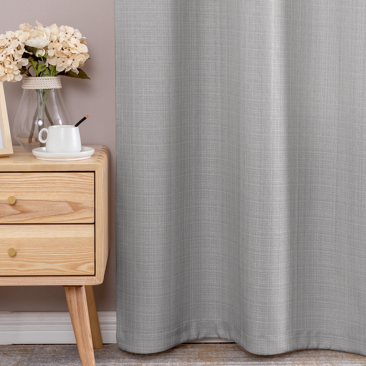 Curtainking Linen Textured Curtains Bedroom Living Room Window Curtain Set Light Filtering Drapes Grommet Top 2 Panels