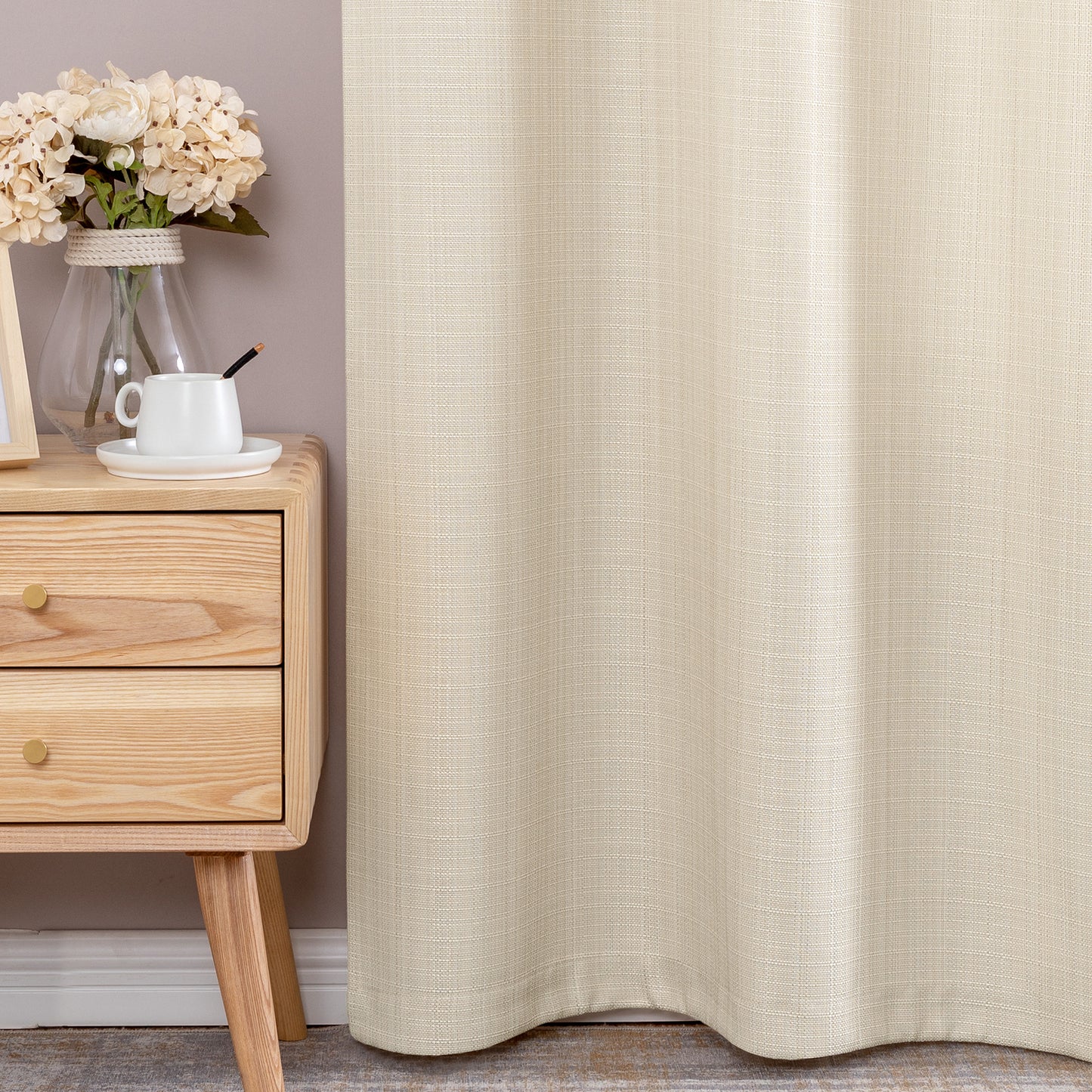 Curtainking Linen Textured Curtains Bedroom Living Room Window Curtain Set Light Filtering Drapes Grommet Top 2 Panels