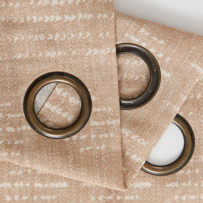 Curtainking Linen Blend Curtains Light Filtering Geometric Striped Boho Farmhouse Grommet Curtains for Living Room Pack of 2