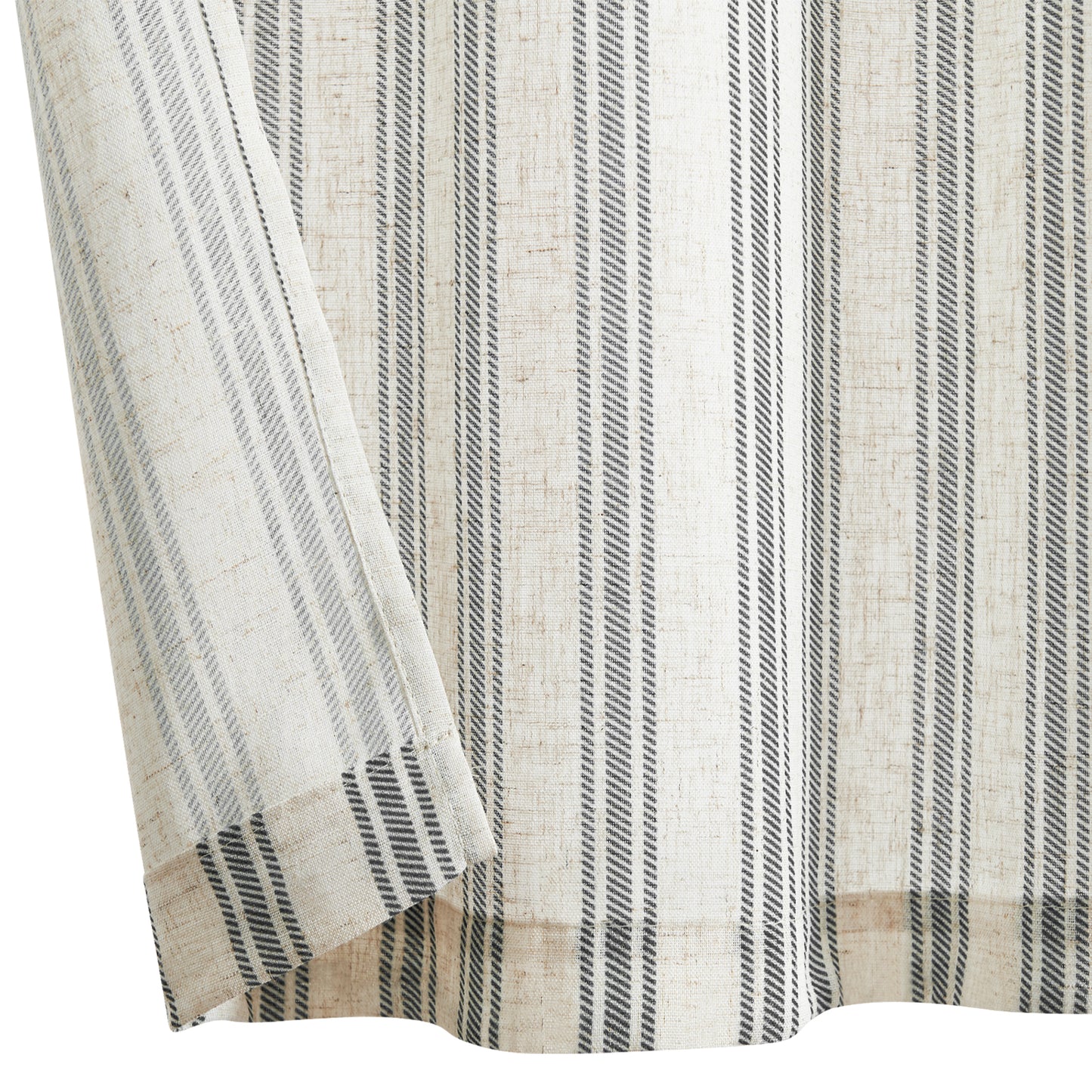 Curtainking Farmhouse Striped Valance Semi-Sheer Flax Linen Light Filtering Small Window Valance 16 inch Rod Pocket 1 Panel