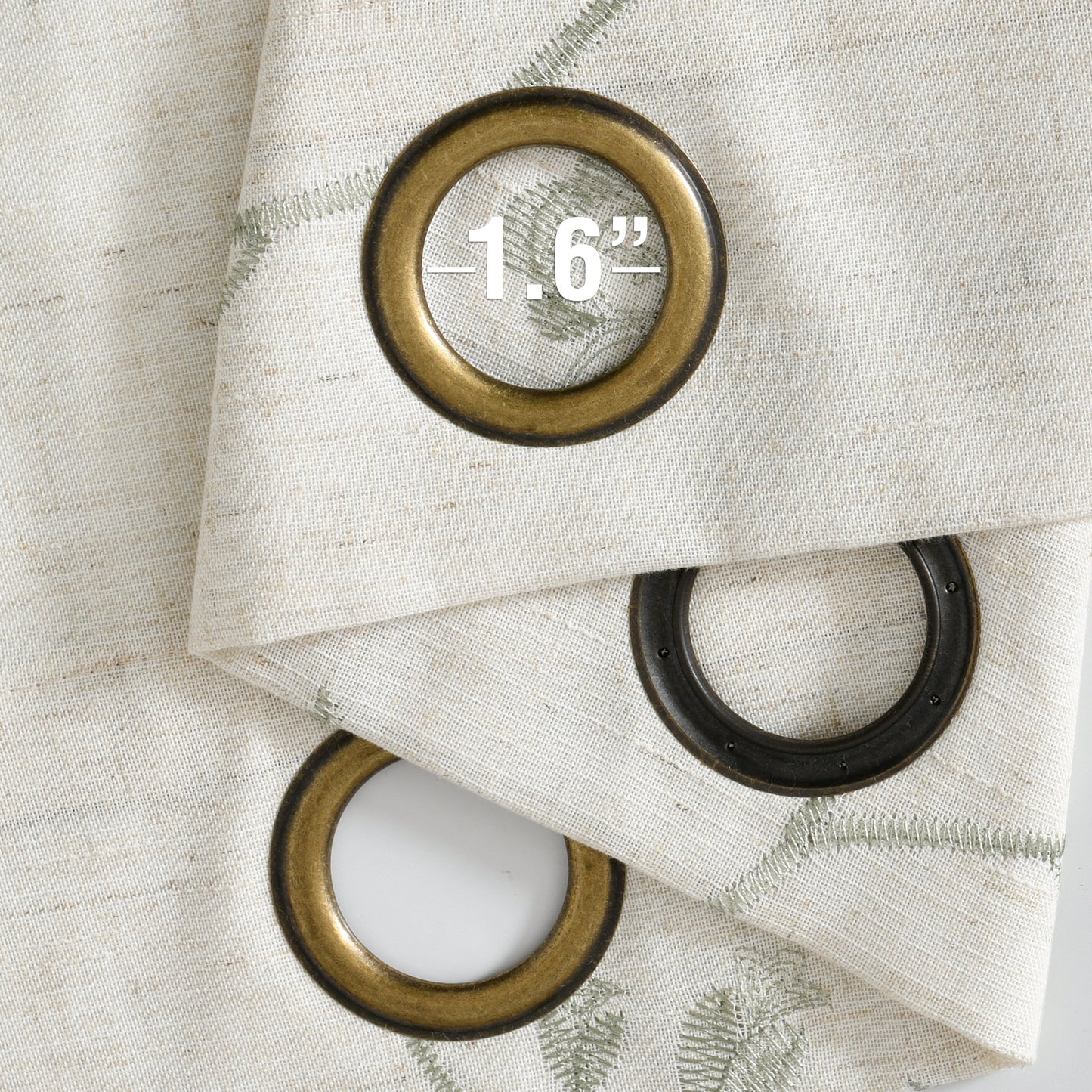 Curtainking Linen Curtains Floral Embroidery Farmhouse Light Filtering Grommet Curtain Panels 2 Pcs