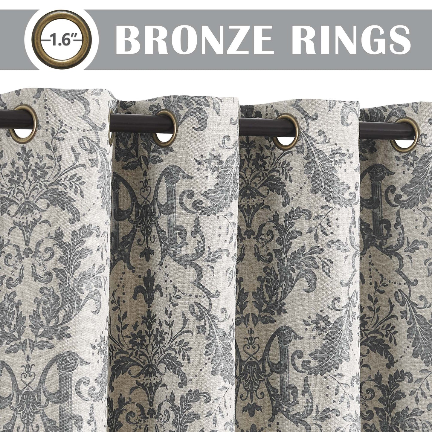 Curtainking Blackout Curtains for Bedroom Thermal Curtains Floral Patterned Living Room Vintage Country Curtain
