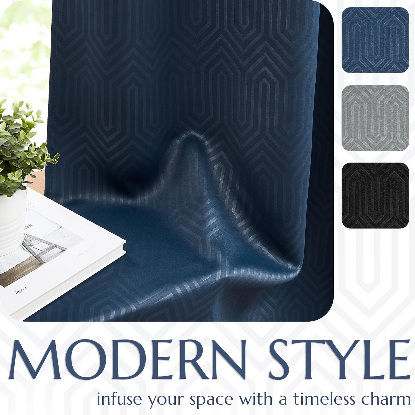 Curtainking Living Room Curtains Embossed Textured Fingerprint Pattern Room Darkening Curtains for Bedroom 2 Panels