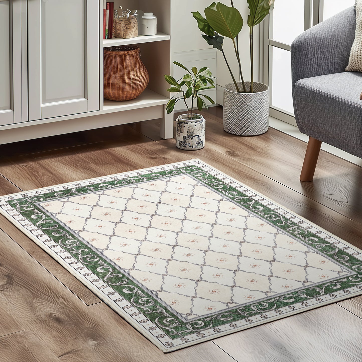 RUGKING Area Rug Multi Color Vintage Doormat Kitchen Floor Cover Indoor Soft Floral Mat Retro Accent Rug Bathroom Living Room Bedroom Office