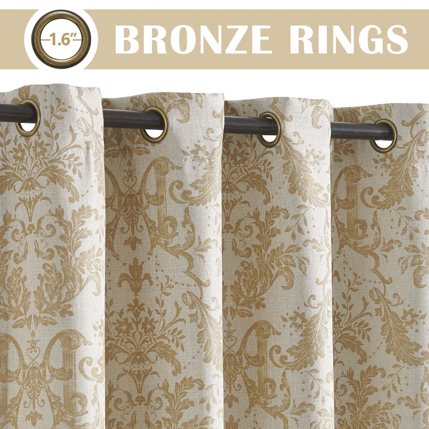 Curtainking Blackout Curtains for Bedroom Thermal Curtains Floral Patterned Living Room Vintage Country Curtain 2Panels