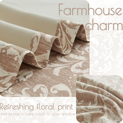 Curtainking Blackout Curtains for Bedroom Thermal Curtains Floral Patterned Living Room Vintage Country Curtain Long 2 Panels