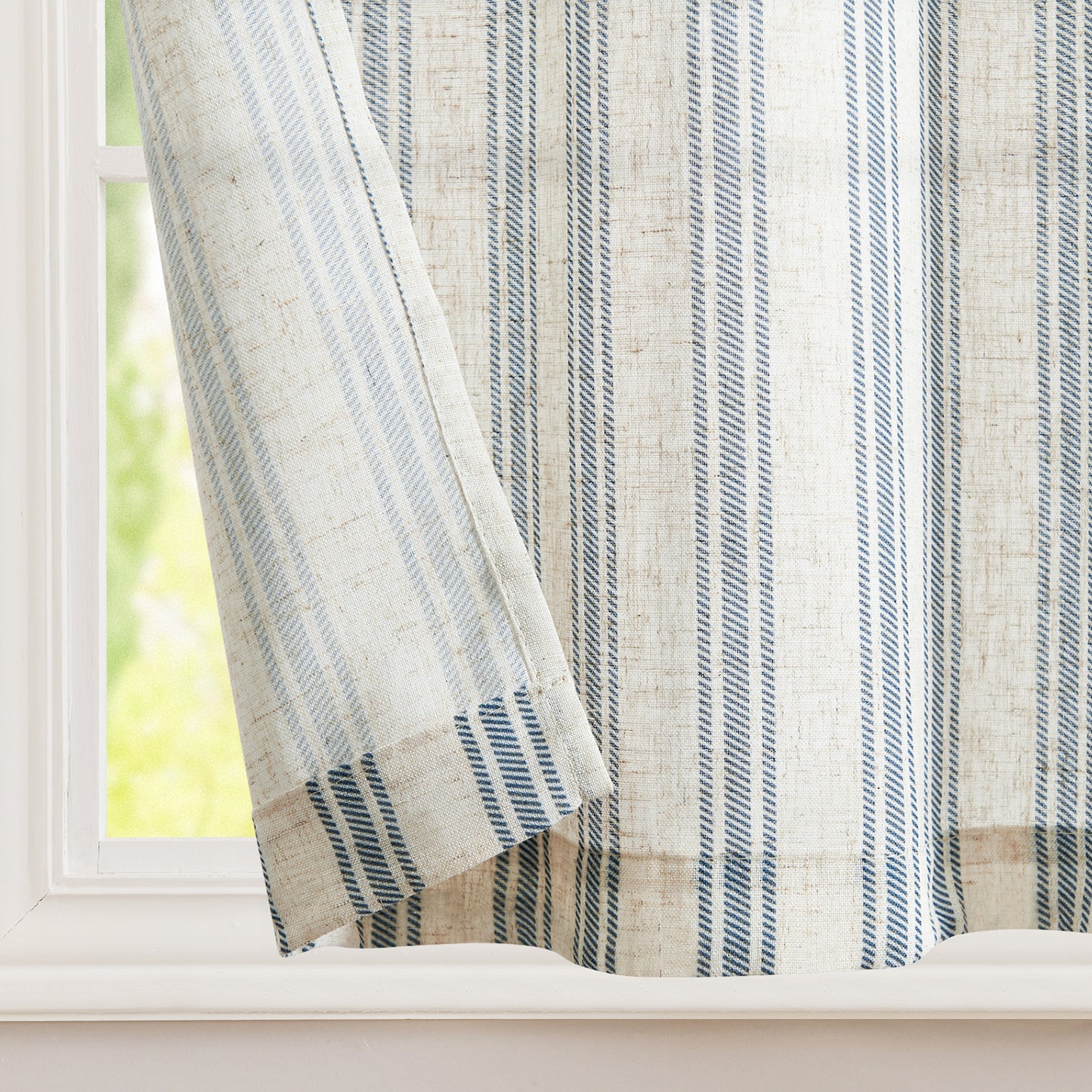 Curtainking Striped Kitchen Curtain Linen Cafe Curtains Semi-Sheer Rustic Farmhouse Tier Curtains Rod Pocket 2 Panels