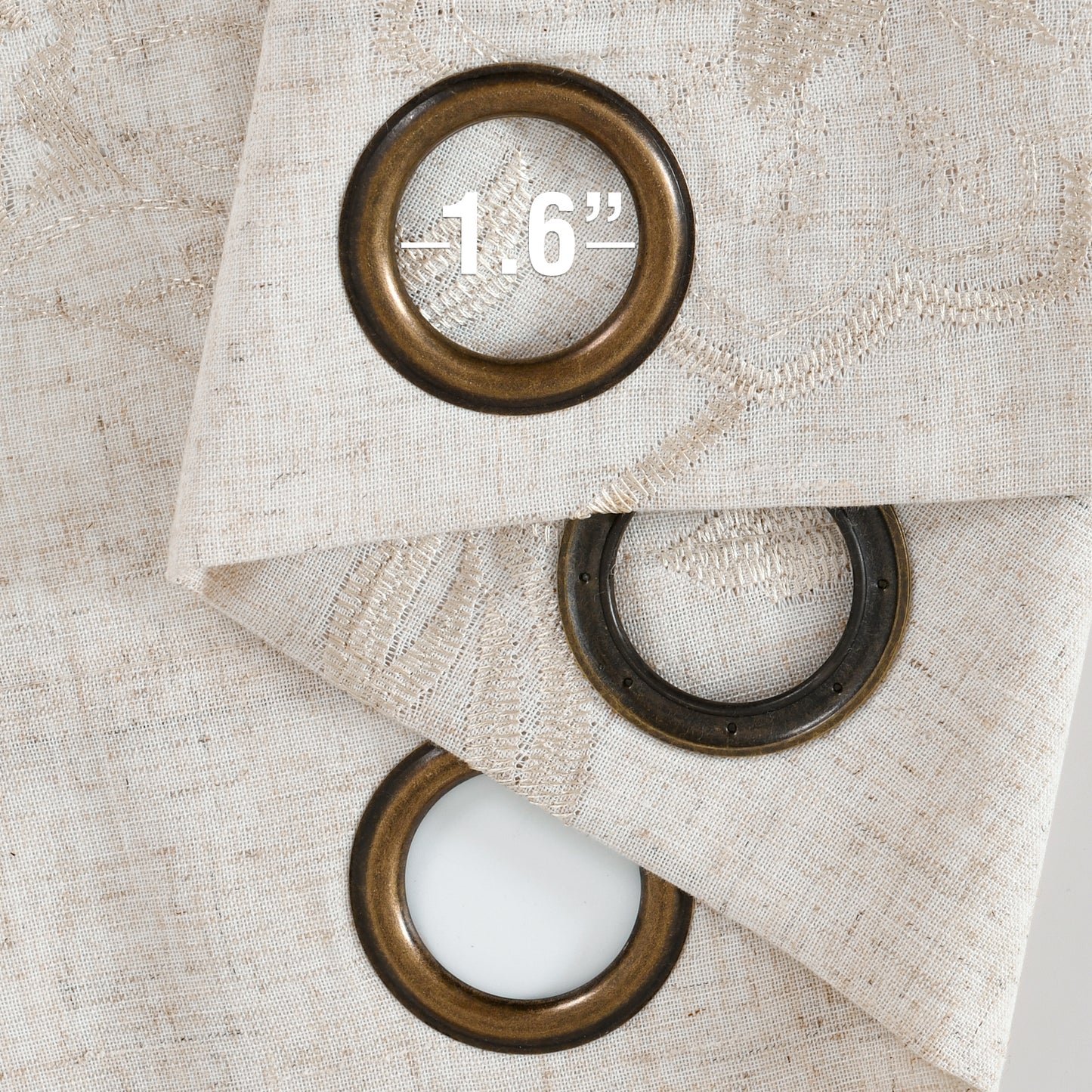 Curtainking Linen Curtains Floral Embroidery Farmhouse Light Filtering Grommet Curtain Panels 2 Pcs