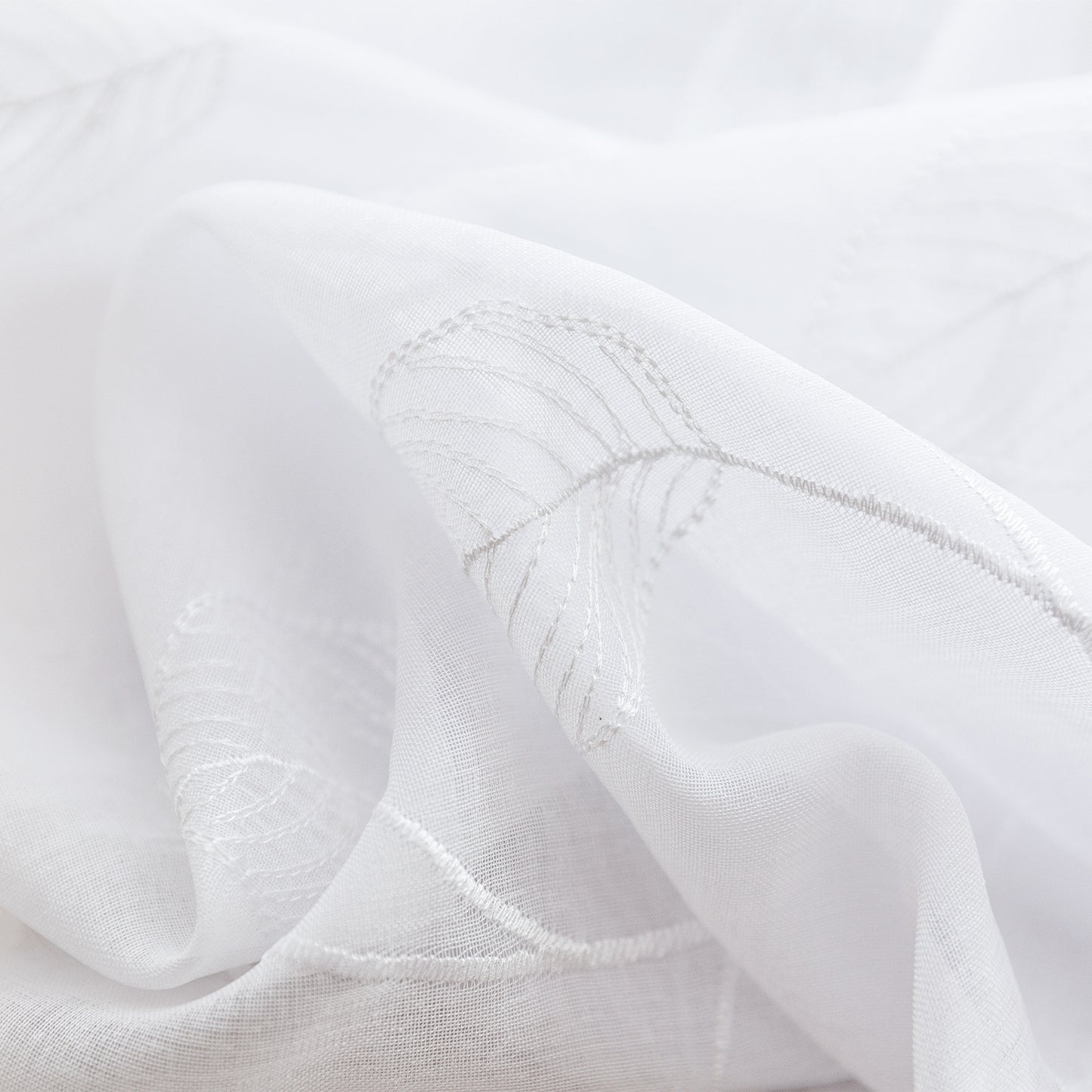 Curtainking White Sheer Curtains for Living Room Embroidered Leaf Window Curtains light Filtering Drapes Rod Pocket 2 Panels