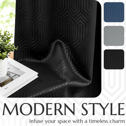 Curtainking Living Room Curtains Embossed Textured Fingerprint Pattern Room Darkening Curtains for Bedroom 2 Panels