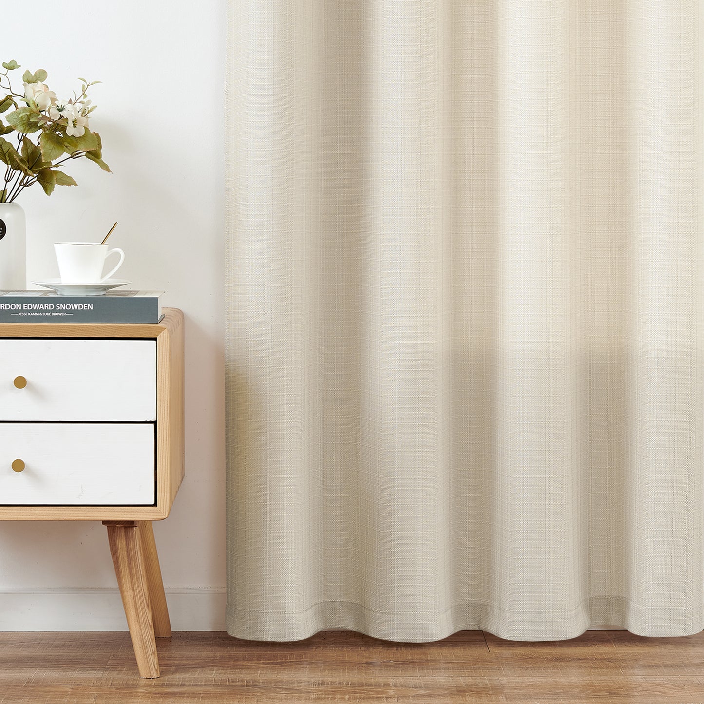 2 Pack Linen Textured Curtains Bedroom Living Room Window Curtain Set Light Filtering Drapes Grommet Top 2 Panels