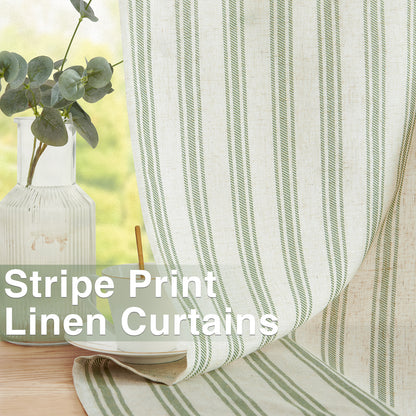 Curtainking Striped Curtains Linen Farmhouse Living Room Curtains Ticking Stripe Curtains Rustic Pinstripe Curtains Grommet 2 Panels