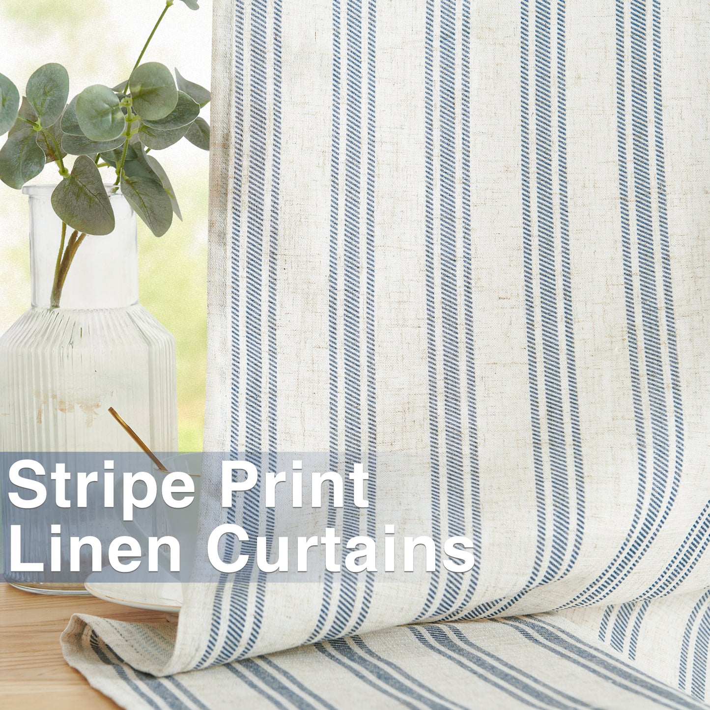 Curtainking Striped Curtains Linen Farmhouse Living Room Curtains Ticking Stripe Curtains Rustic Pinstripe Curtains Grommet 2 Panels