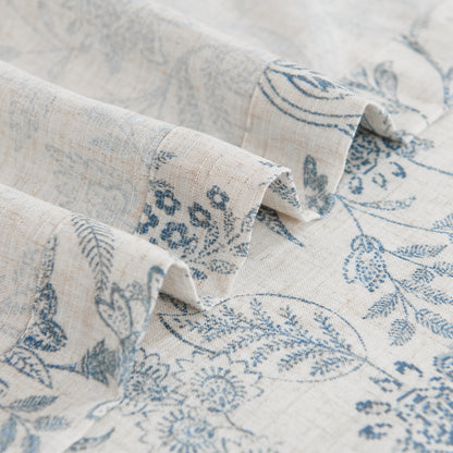 CURTAINKING Farmhouse Linen Valance Curtains for Kitchen Floral Rustic Rod Pocket Living Room Bedroom Small Window Valance 16 Inch