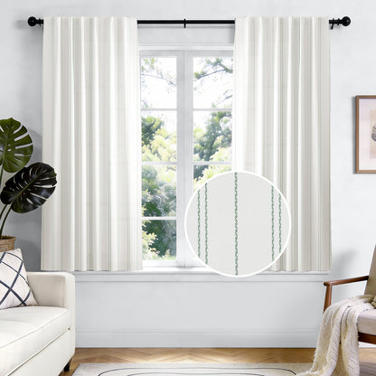 TOPICK White Curtains Striped Curtains for Living Room Bedroom Modern Pinstriped Light Filtering Back Tab Rod Pocket 2 Panels