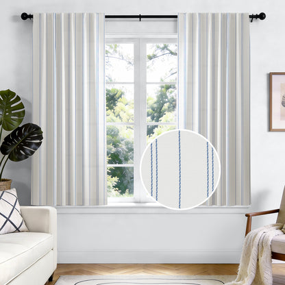 TOPICK White Curtains Striped Curtains for Living Room Bedroom Modern Pinstriped Light Filtering Back Tab Rod Pocket 2 Panels