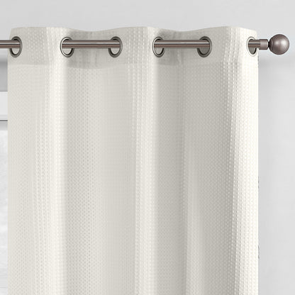 Curtainking Waffle Weave Textured Curtains Farmhouse Light Filtering Drapes for Living Room Bedroom Grommet Window Curtain 2 Panels