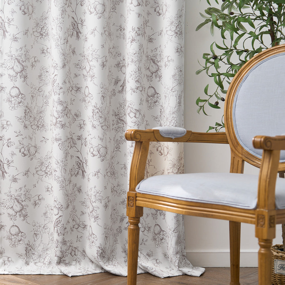 CURTAINKING Blackout Curtains Printed Floral French Farmhouse Curtains for Bedroom Living Room Back Tab Thermal Insulated Window Drapes 2 Panels