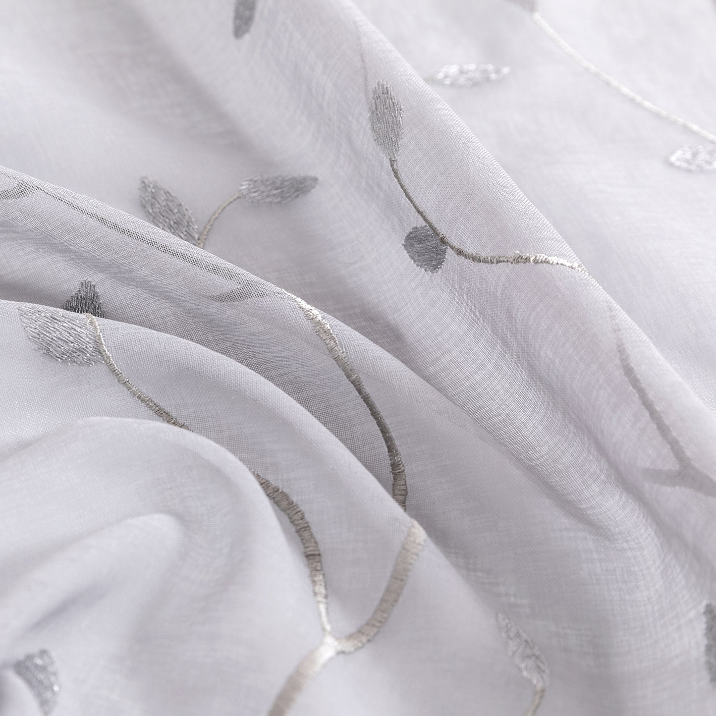 Curtainking Sheer Curtains Floral Embroidery Drapes Voile Light Filtering Window Curtain Set for Living Room Bedroom Grommet 2 Panels