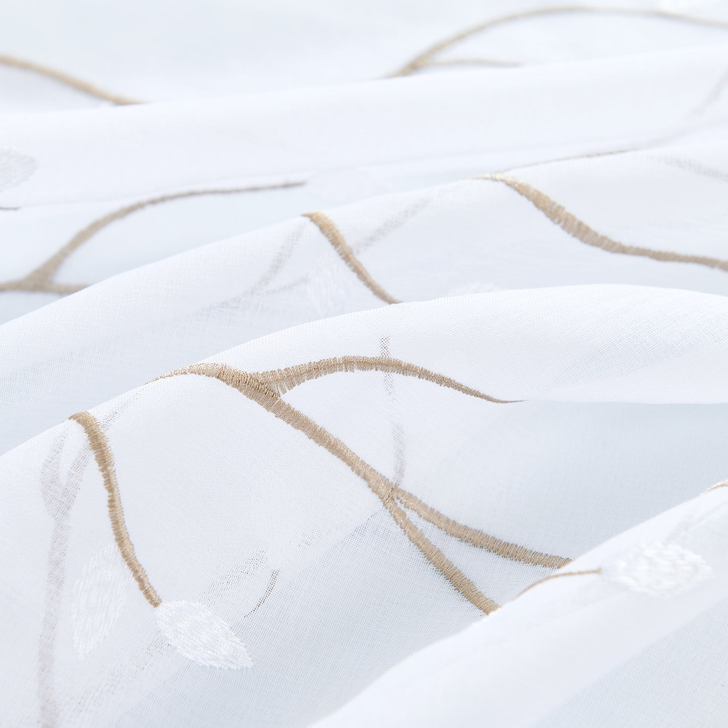 Curtainking Sheer Curtains Floral Embroidery Drapes Voile Light Filtering Window Curtain Set for Living Room Bedroom Grommet 2 Panels