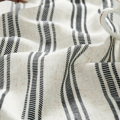 Curtainking Striped Kitchen Curtain Linen Cafe Curtains Semi-Sheer Rustic Farmhouse Tier Curtains Rod Pocket 2 Panels