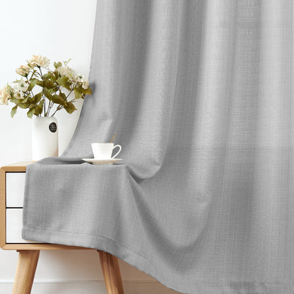 2 Pack Linen Textured Curtains Bedroom Living Room Window Curtain Set Light Filtering Drapes Grommet Top 2 Panels