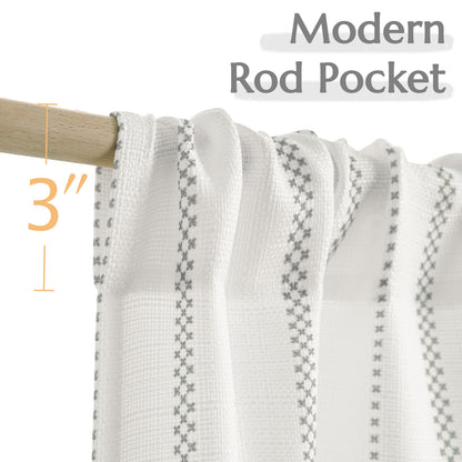 Curtainking Cafe Curtains Small Window Curtains Light Filtering Curtains 2 Panels of Boho Striped Kitchen Curtains for Half Windows