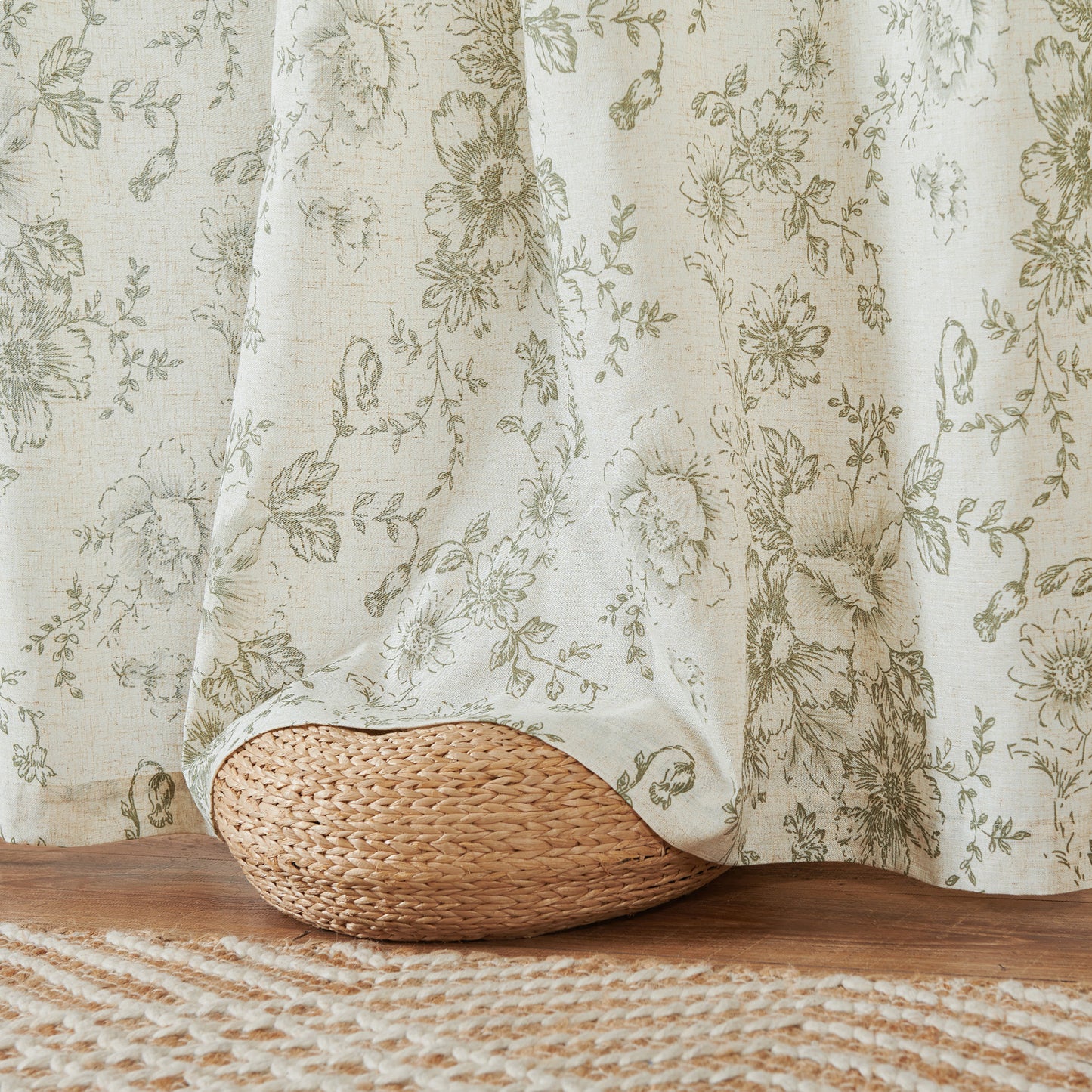 CURTAINKING Linen Curtains Floral Curtains for Living Room Curtains Rod Pocket Back Tab Farmhouse Peony Flower Patterned Drapes Bedroom Window Curtain Set 2 Panels