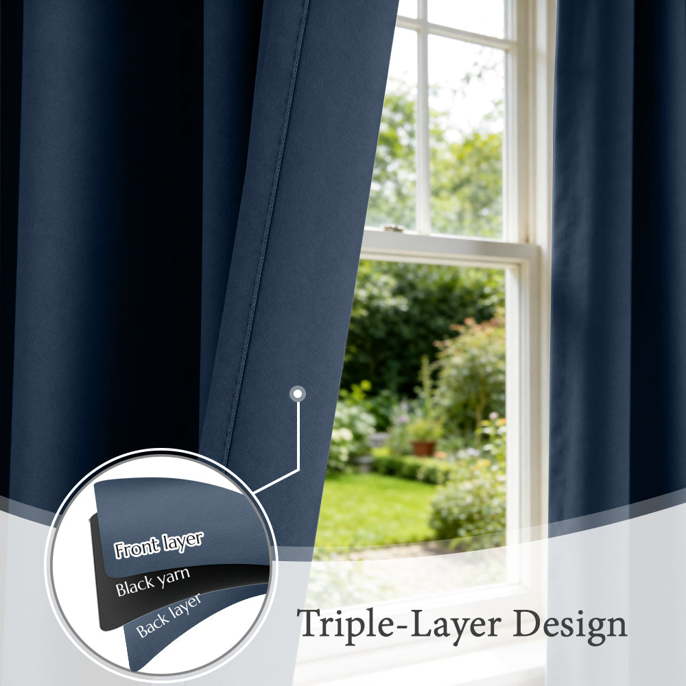 TOPICK Blackout Curtains Solid Grommet Drapes for Kitchen Bedroom Living Room 2 Panels