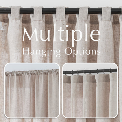 Curtainking Back Tab Curtains Light Filtering Curtains Living Room Bedroom Drapes Rod Pocket Linen Farmhouse Curtains Pack of 2