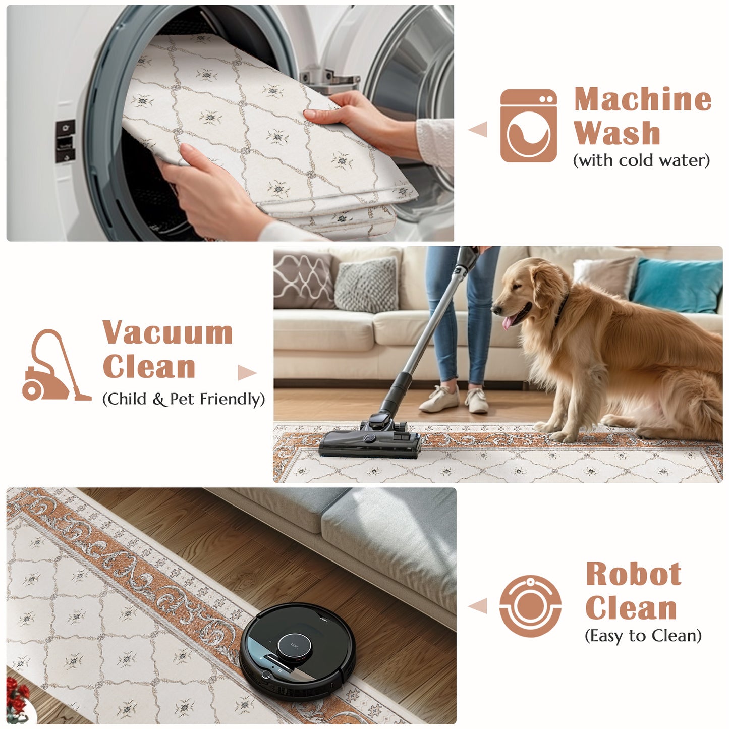 RUGKING Area Rug Multi Color Vintage Doormat Kitchen Floor Cover Indoor Soft Floral Mat Retro Accent Rug Bathroom Living Room Bedroom Office
