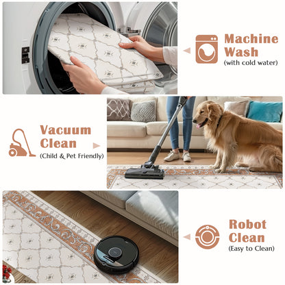 RUGKING Area Rug Multi Color Vintage Doormat Kitchen Floor Cover Indoor Soft Floral Mat Retro Accent Rug Bathroom Living Room Bedroom Office