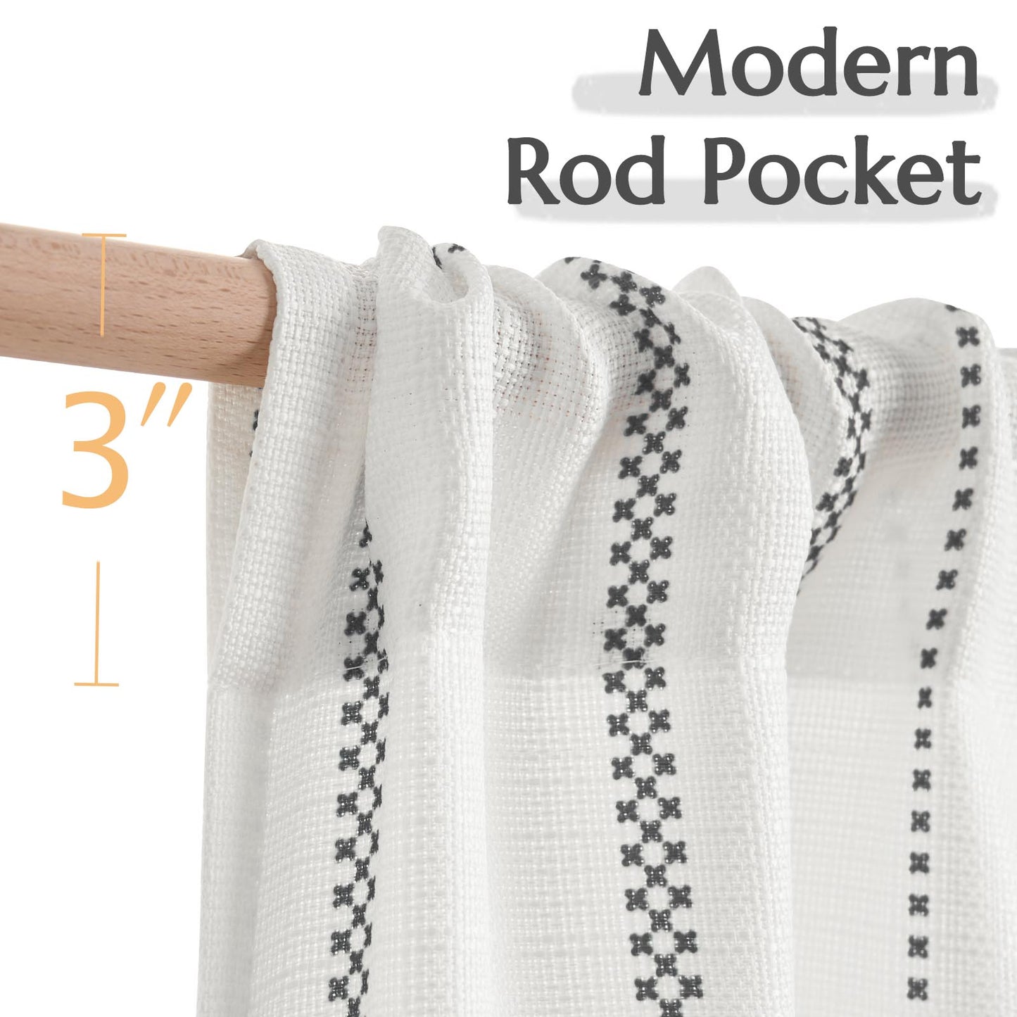 Curtainking Cafe Curtains Small Window Curtains Light Filtering Curtains 2 Panels of Boho Striped Kitchen Curtains for Half Windows