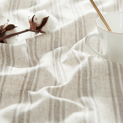 Curtainking Striped Kitchen Curtain Linen Cafe Curtains Semi-Sheer Rustic Farmhouse Tier Curtains Rod Pocket 2 Panels