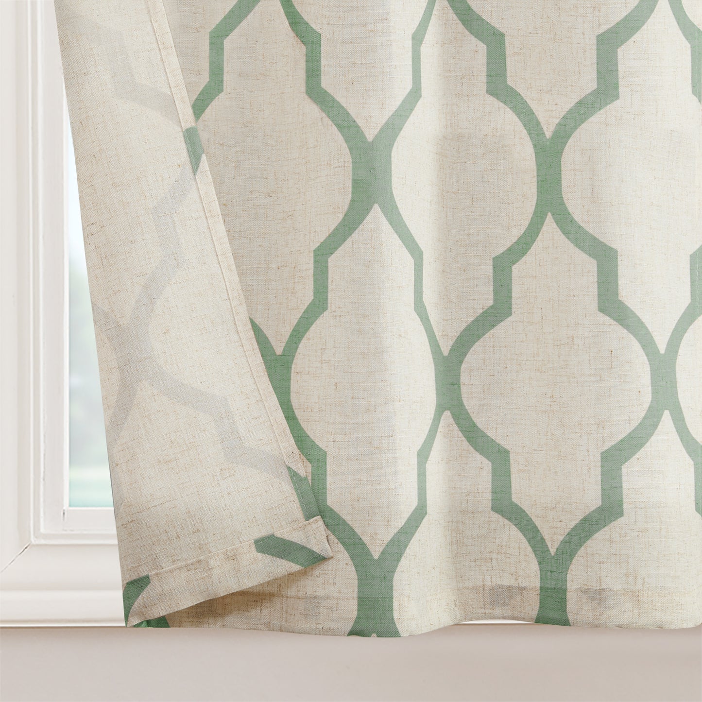 Curtainking Kitchen Curtains Moroccan Tile Print Tier Curtains Farmhouse Cafe Curtains for Bathroom 2 Panels